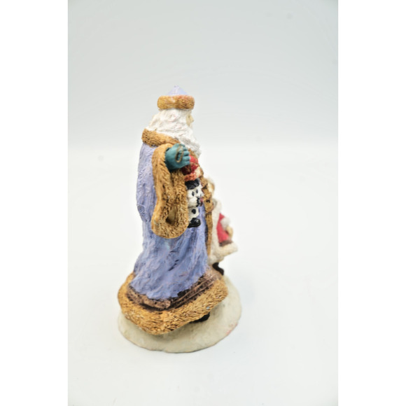 Vintage Santa Figurine w/ Child & Toy Bag – Blue Robe – 10" Tall Holiday Decor - Picture 6 of 7